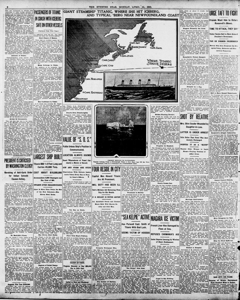 the evening star du 			15/04/1912